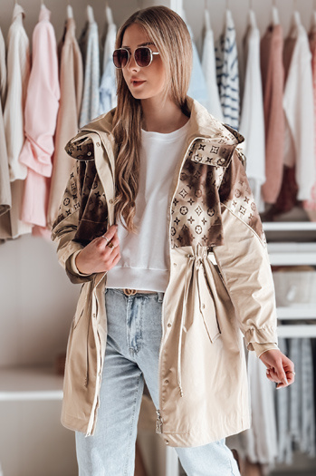 Női átmeneti parka dzseki FERIPARKA sötét bézs Dstreet TY4876