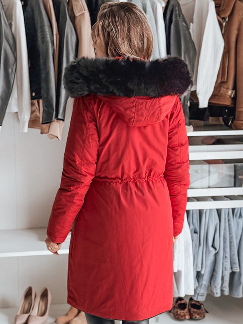 Női téli parka TRENDNEL megfordítható kapucnis piros Dstreet TY4588 TY4588
