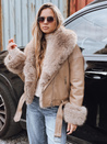 Női ramones kabát szőrmével bézs Dstreet TY5235 TY5235