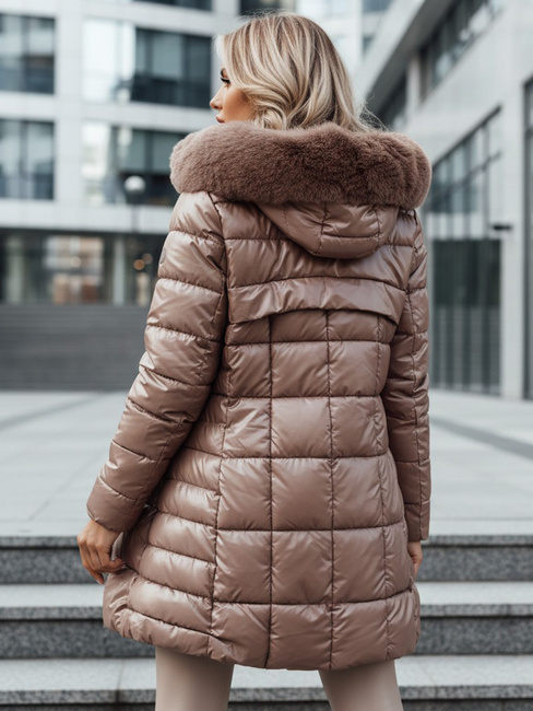 Kurtka damska beżowa WINTERZIP z kapturem Dstreet TY4567z