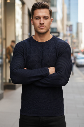 Férfi sötétkék pulóver WX2300z