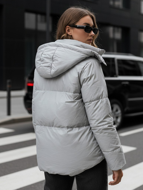 Női átmeneti bőrdzseki COLLAR szürke Dstreet TY5190 TY5190