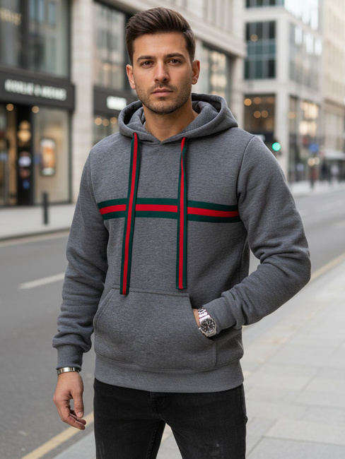 Férfi kapucnis pulóver sötétszürke Dstreet BX5937