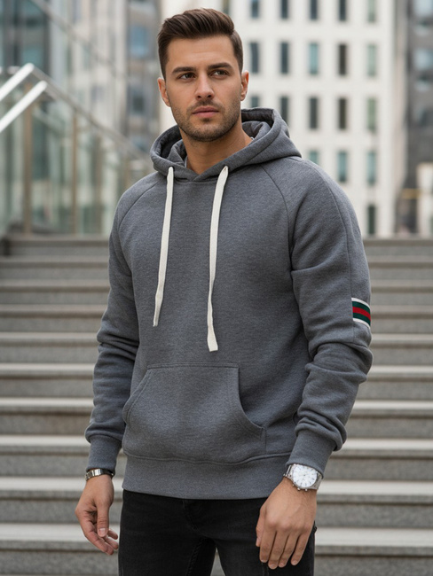 Férfi szürke kapucnis pulóver Dstreet BX5942