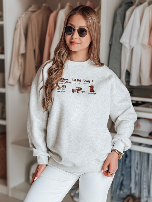 Női oversize pulóver tacskókkal JAMNIKOVE szürke Dstreet BY1499