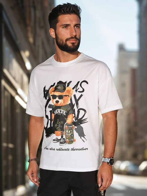 Férfi nyomtatott póló fehér Dstreet RX5647