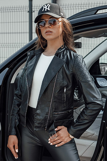 Női bőrdzseki ERIPA fekete Dstreet TY4555 TY4555