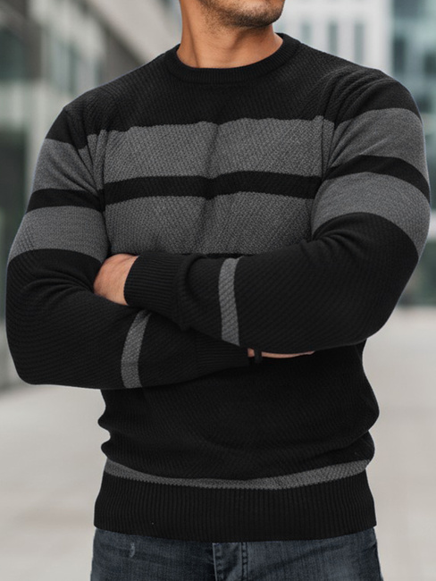 Férfi fekete pulóver Dstreet WX2329