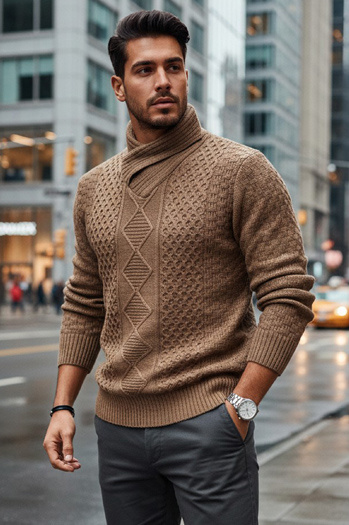 Férfi camel pulóver Dstreet WX2255