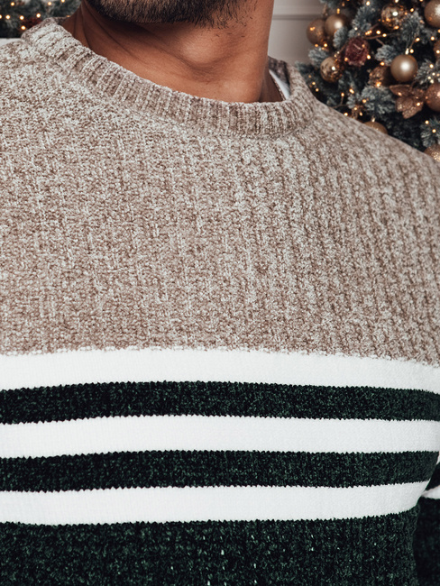 Férfi csíkos zöld pulóver Dstreet WX2231z