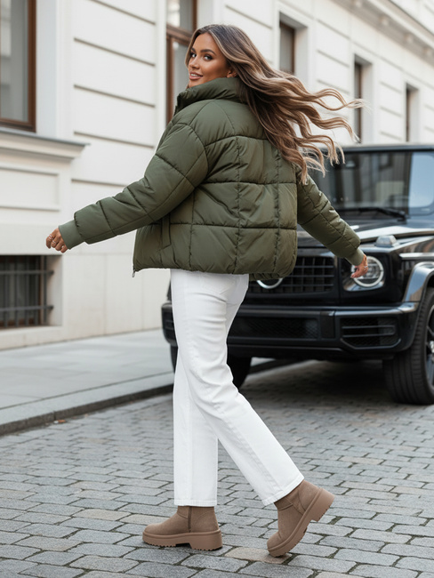 Női téli rövid steppelt dzseki VIBEGIRL zöld Dstreet TY4946