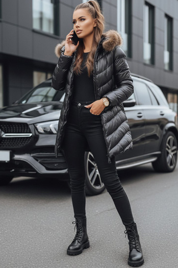 Női télikabát PREMIUM fekete Dstreet TY3024 TY3024