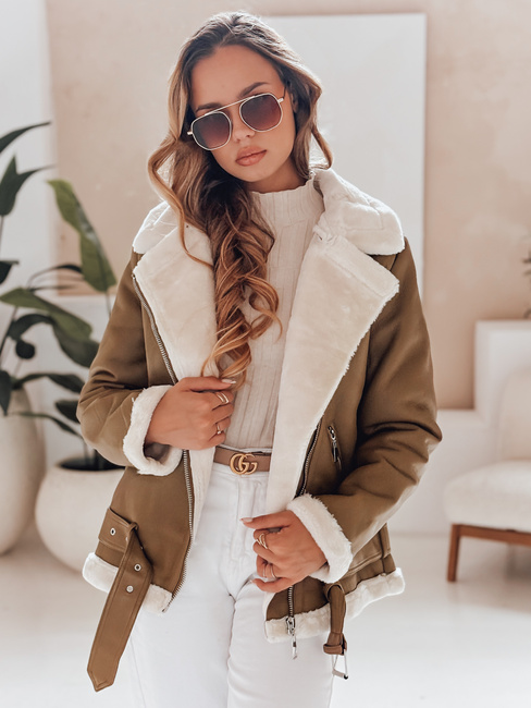Női NORFDIMA bőrdzseki báránybőr dzseki camel Dstreet TY4738