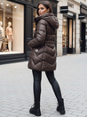 Női steppelt télikabát kapucnival BLOOM mokka Dstreet TY4517z