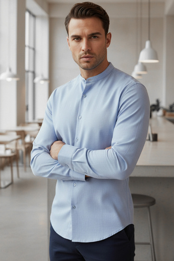 Férfi alkalmi ing álló gallérral kék Dstreet DX2616