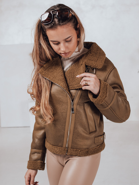 Női SOFTSTILL szarvasbőr kabát camel báránybőrrel Dstreet TY4747 TY4747