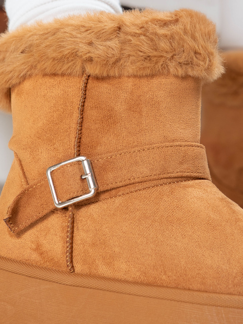 Női szarvasbőr hócsizma szőrmével camel Dstreet ZY1251 ZY1251