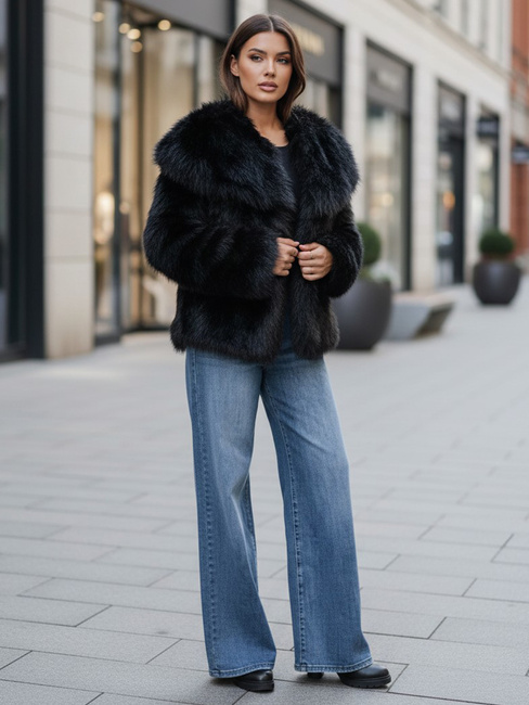 Női rövid fekete szőrmebunda ZARAFIA Dstreet TY5117z