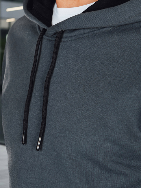 Férfi basic kapucnis pulóver sötétszürke Dstreet BX5863