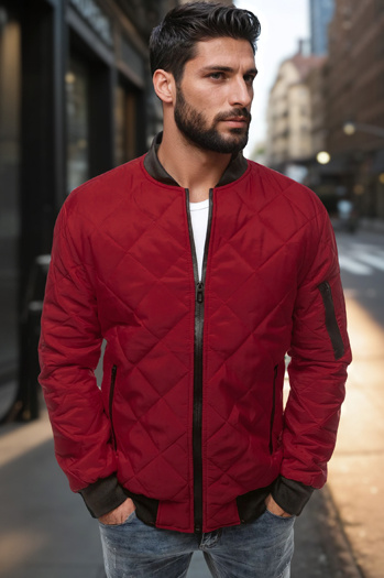 Férfi steppelt bomber dzseki bordó TX2209