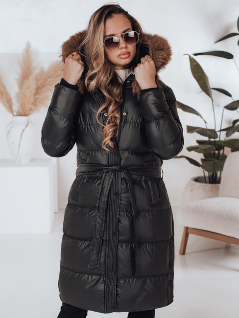 Női steppelt téli kabát szőrmével STYLEBELLA fekete Dstreet TY5010