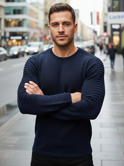 Férfi sötétkék pulóver WX2297z