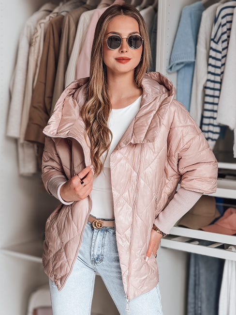 Női átmeneti steppelt oversize dzseki PUFFILOF rózsaszín Dstreet TY4854