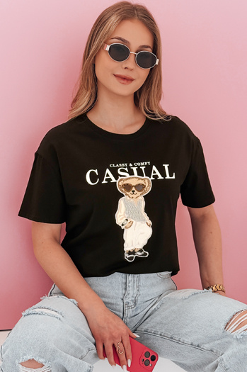 Női mackós póló MISTREET fekete Dstreet RY2873