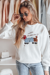 Női oversize pulóver hímzéssel DOGSWEETY fehér Dstreet BY1478