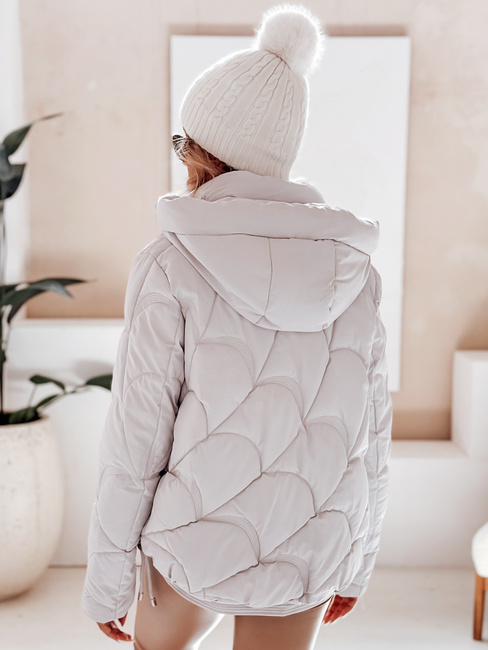 Női télikabát LOVEWARM rövid steppelt kapucnival fehér Dstreet TY5042