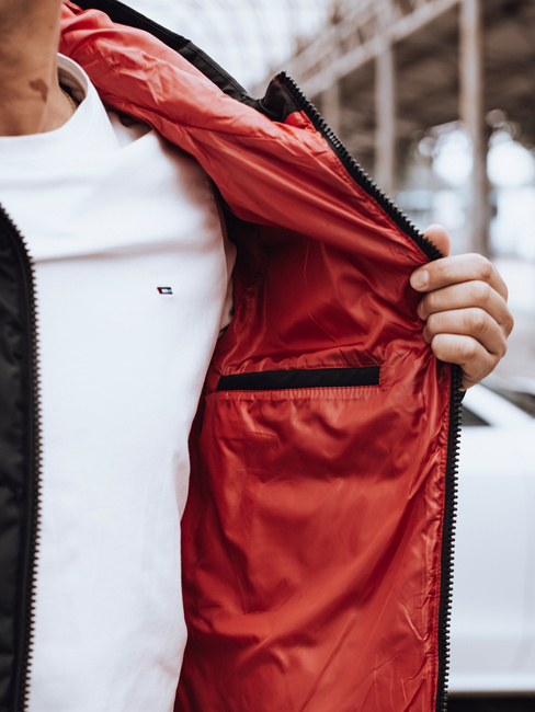 Férfi steppelt télikabát kapucnival fekete Dstreet TX4894