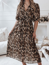 Egy méret ANIMALIA midi barna ruha Dstreet EY2552