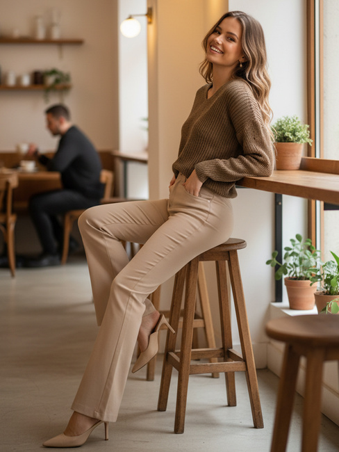 Női pulóver MONAVIA bézs Dstreet MY2405