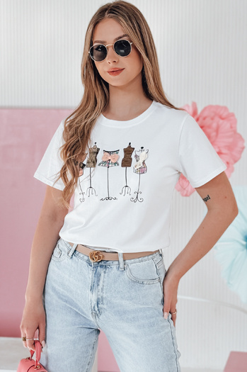 Női nyomtatott póló MANETEE fehér Dstreet RY2728