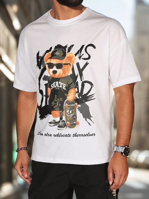 Férfi nyomtatott póló fehér Dstreet RX5647