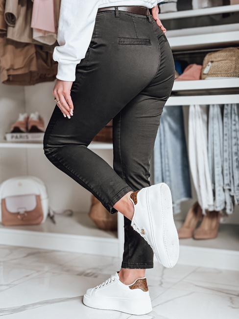 Női vékony nadrág övvel LINESKA khaki Dstreet UY2576 LINESKA khaki Dstreet UY2576