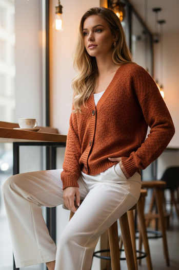 Női CHICLINE piros pulóver Dstreet MY2418