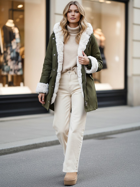 Női téli parka dzseki STARBURST zöld Dstreet TY4763