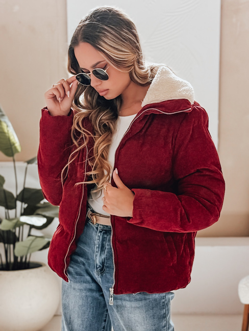 Női kordbársony dzseki TRENDYGLAM bordó Dstreet TY4942 TY4942