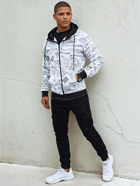 Bluza męska rozpinana z kapturem biała Dstreet BX5749