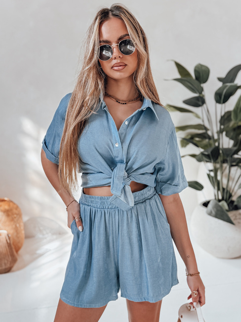 Női lenvászon oversize szett LINEN LOVE világoskék Dstreet AY1139