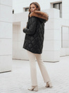 Női télikabát LUMORE steppelt kapucnival fekete Dstreet TY5015
