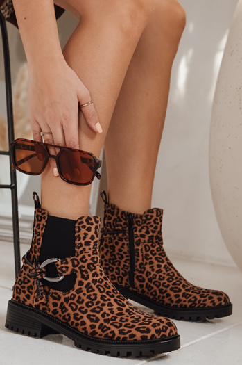 Női szarvasbőr leopárd mintás csizma Dstreet ZY1261 ZY1261