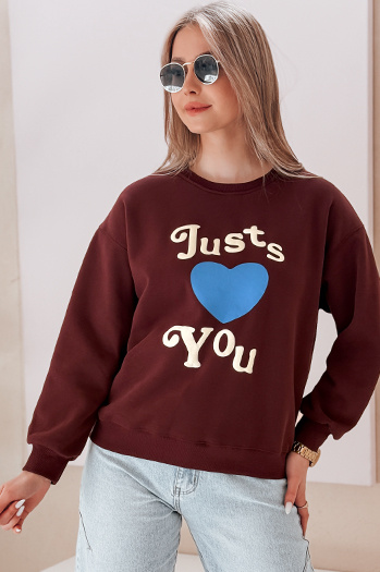 Női oversize nyomtatott pulóver FEELME burgundi Dstreet BY1474