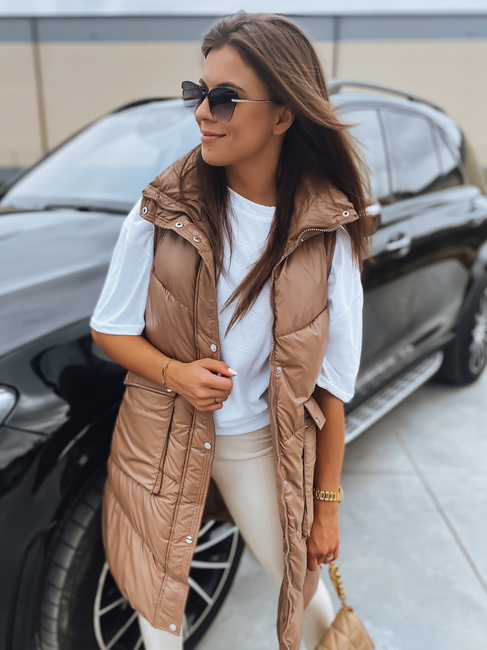 Női steppelt mellény MARIEL camel színben Dstreet TY3016