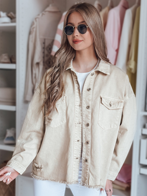 Női oversize farmer dzseki JUSTDEM bézs Dstreet TY4908
