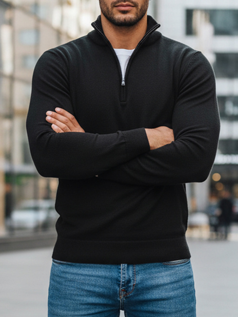 Férfi fekete pulóver Dstreet WX1894