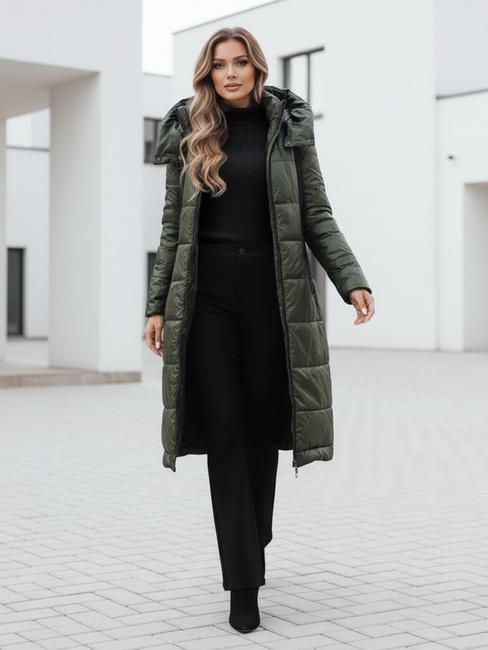 Női átmeneti dzseki ORVITA steppelt kapucnival zöld Dstreet TY5025