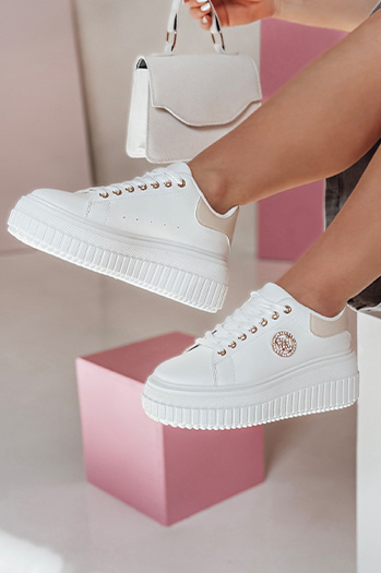 Női platform tornacipő KITNOT bézs Dstreet ZY0921 ZY0921