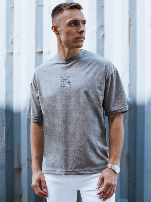 Férfi nyomtatott póló sötétszürke Dstreet RX5523